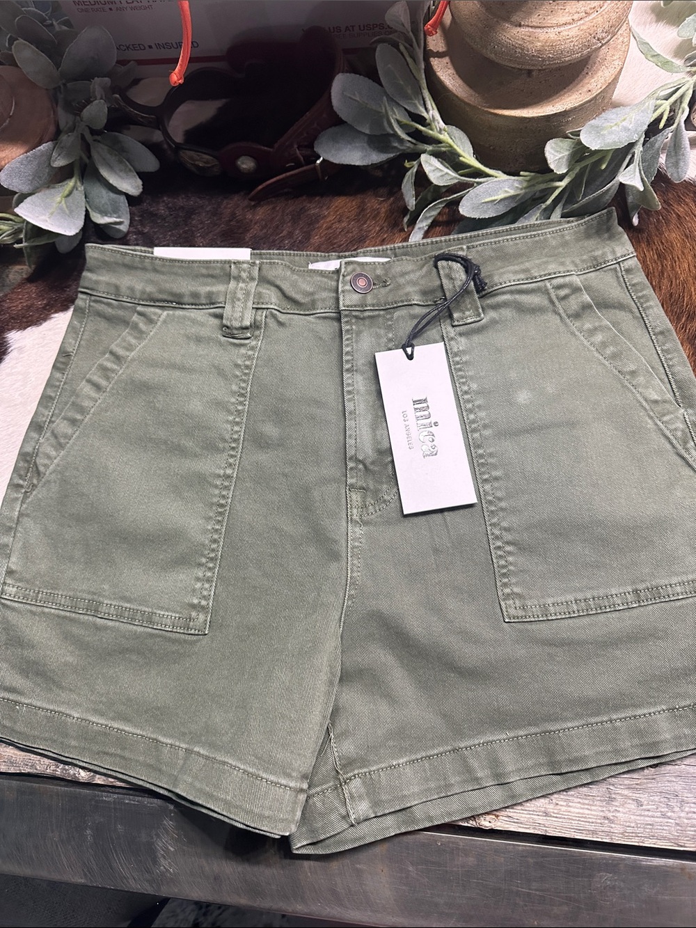 Nwt Mica Olive Green Utility Jean Shorts